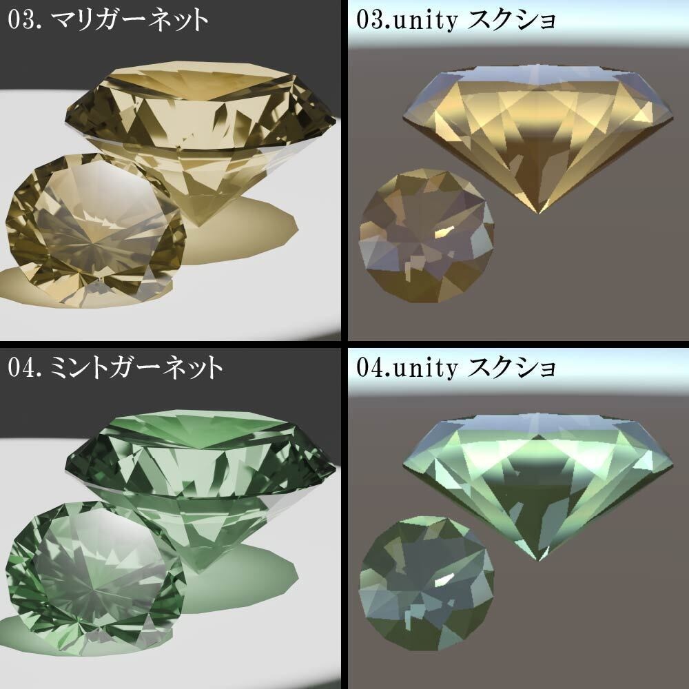 【再配布可能】3D宝石(Round Brilliant Cut)58set【VRChat想定】