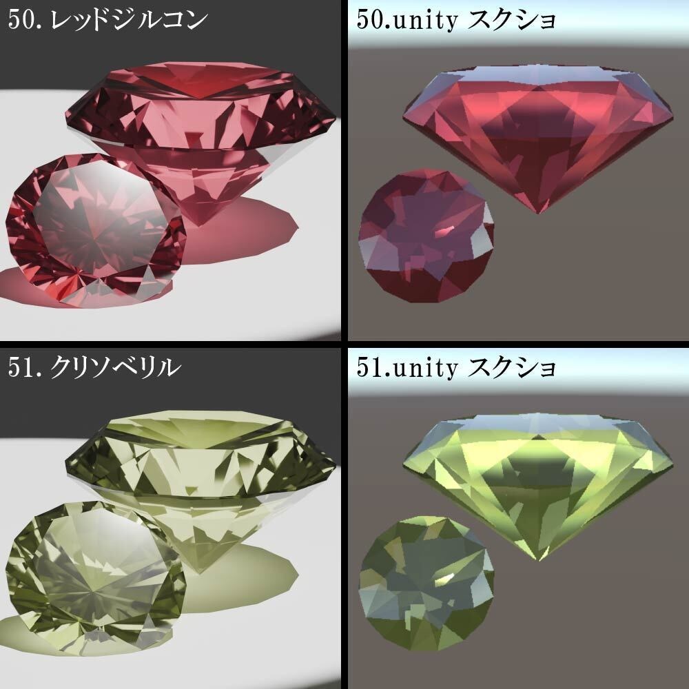 【再配布可能】3D宝石(Round Brilliant Cut)58set【VRChat想定】