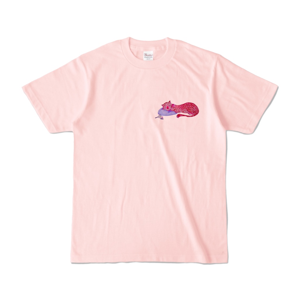 【カラーTシャツ】ピンクのヒョウ