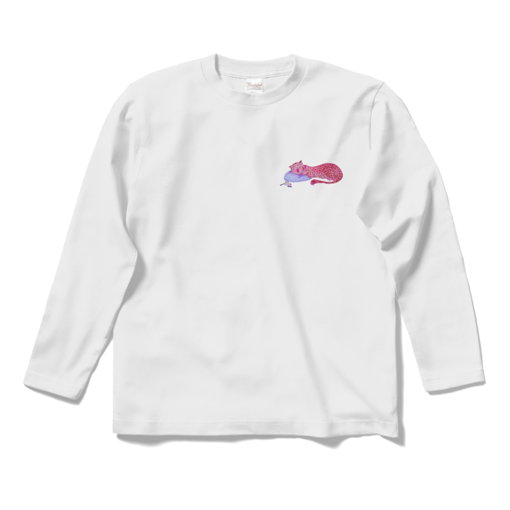 【長袖Tシャツ】ピンクのヒョウ