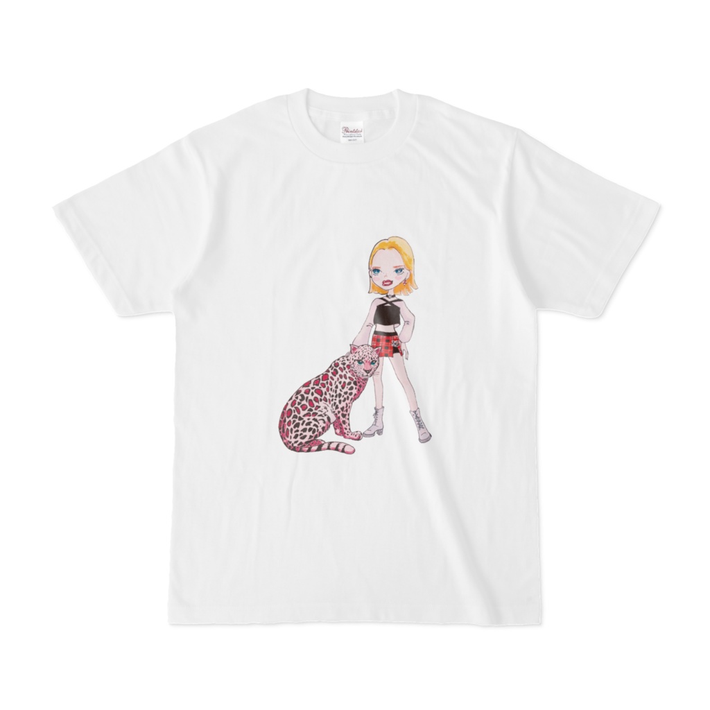 【Tシャツ】お洒落なヒョウと女の子