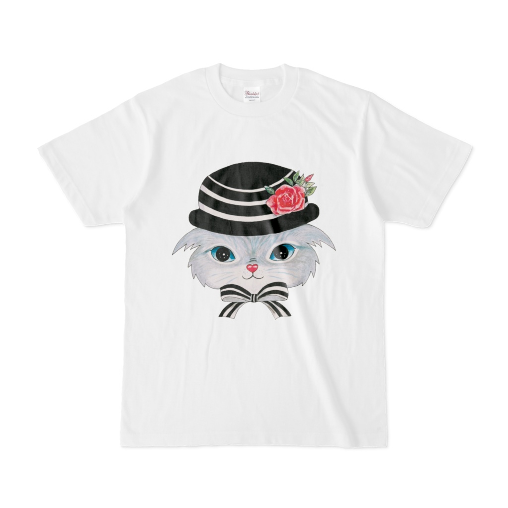 【Tシャツ】お洒落な帽子の猫