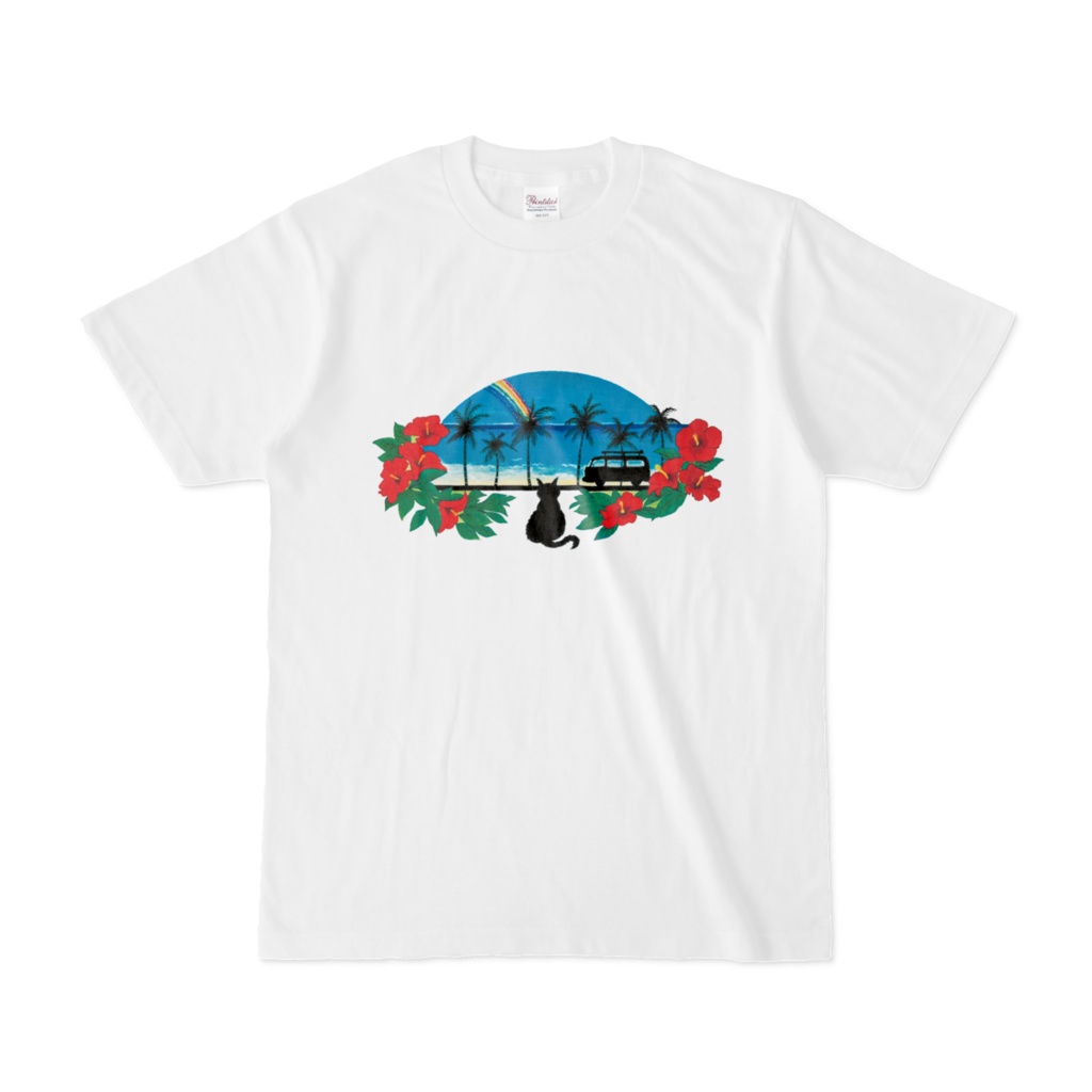 【Tシャツ】黒猫と海