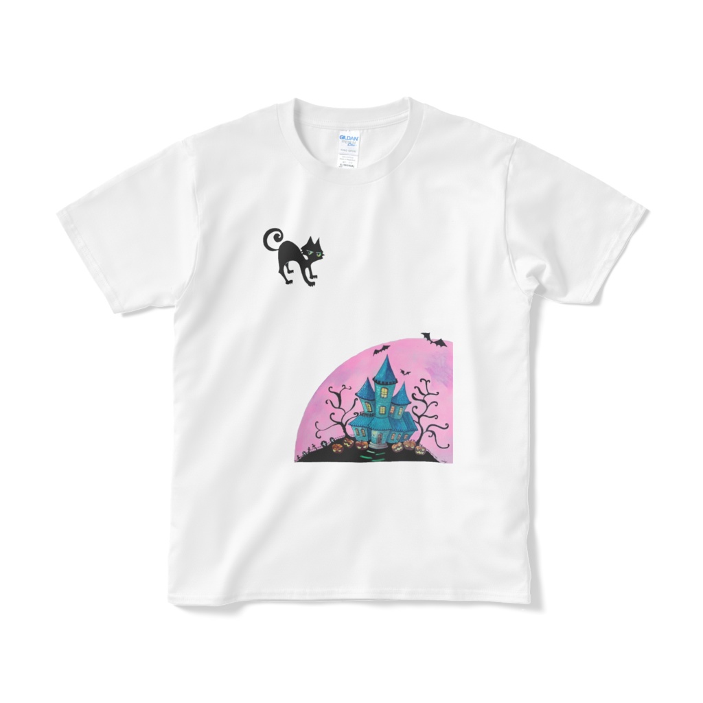 【Tシャツ】黒猫と魔女の家