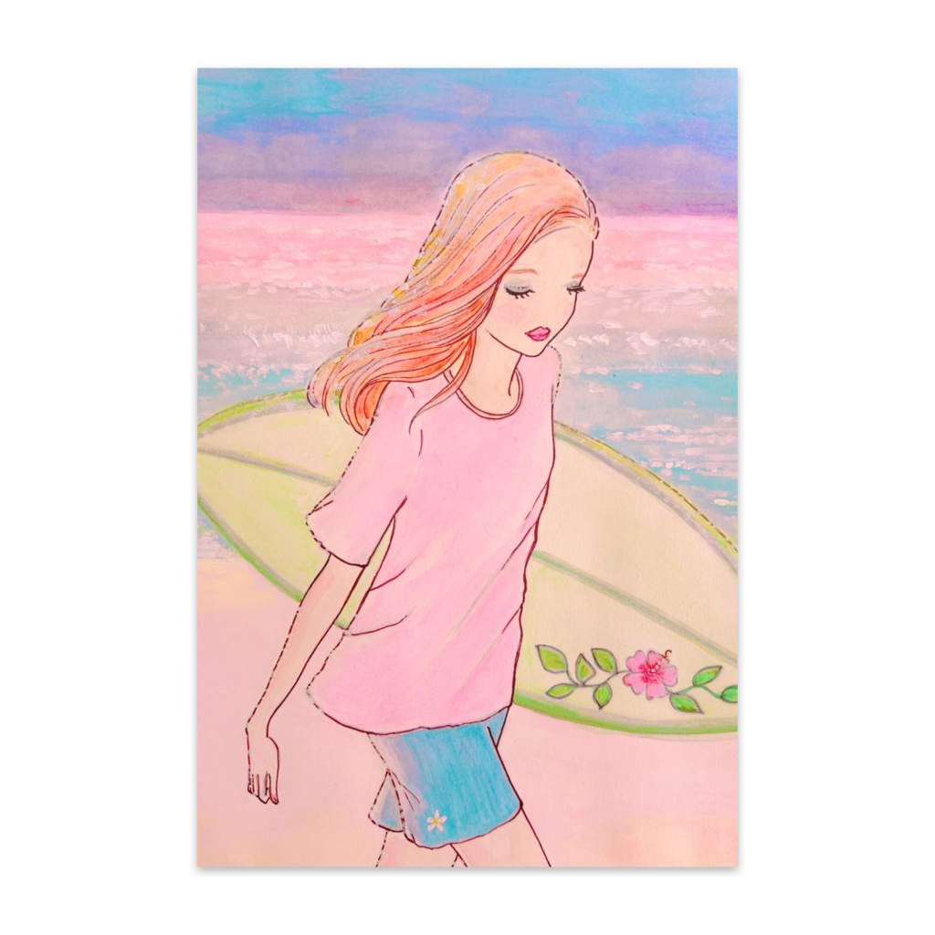 【ポストカード】夕暮れの夏ビーチ