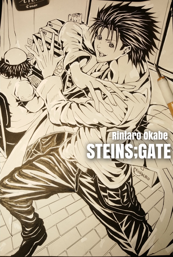 シュタインズゲート 岡部倫太郎 鳳凰院凶真 ダル 手描き生原稿 先着順 Steins Gate Rintaro Okabe Zahakuro Shop ザハクロ ショップ Booth