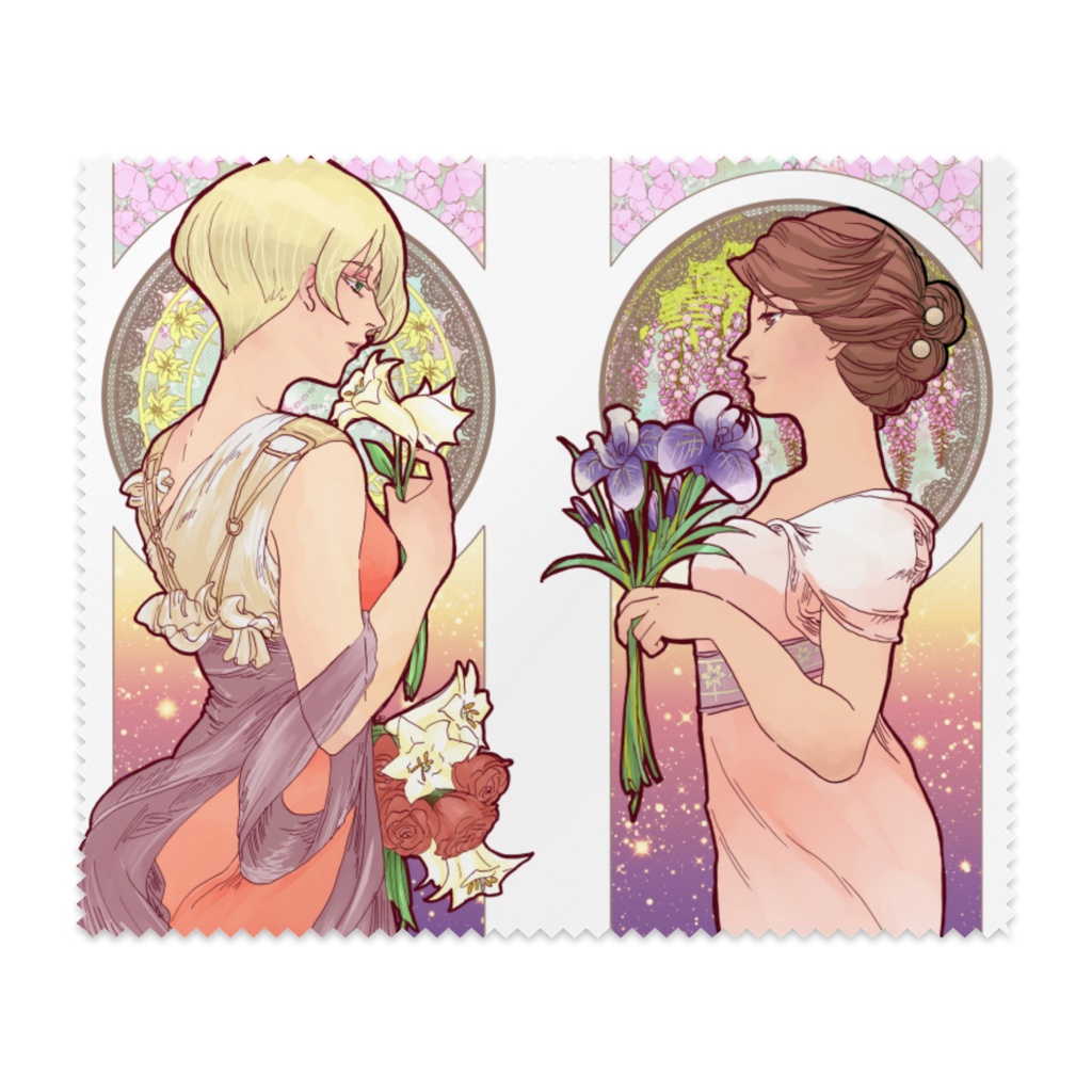 あやマリ眼鏡ふき 桜草と羽根バージョン