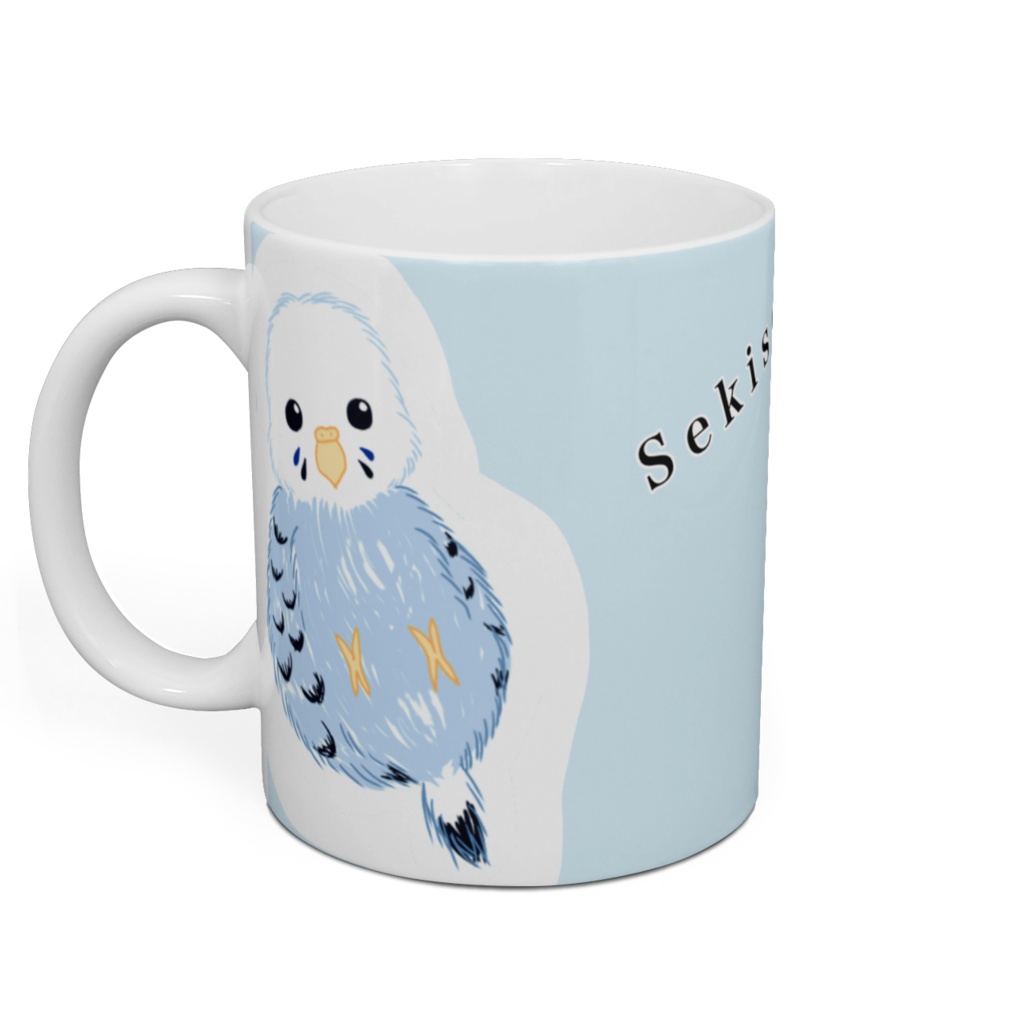 ひっくり返りセキセイインコ のマグカップ