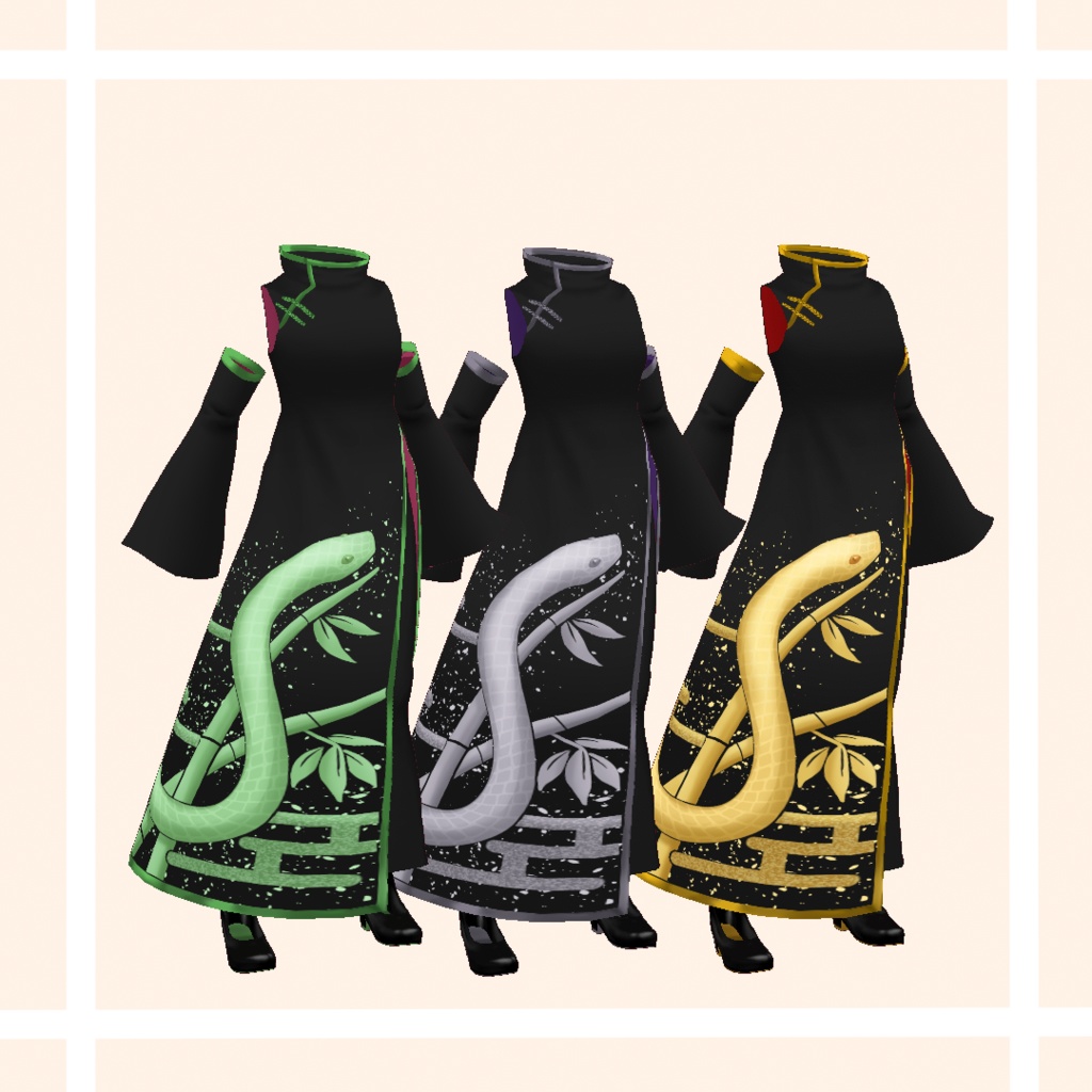 蛇柄チャイナ&お団子ヘアプリセット/Snake Patterned China &Dumpling Hair Preset