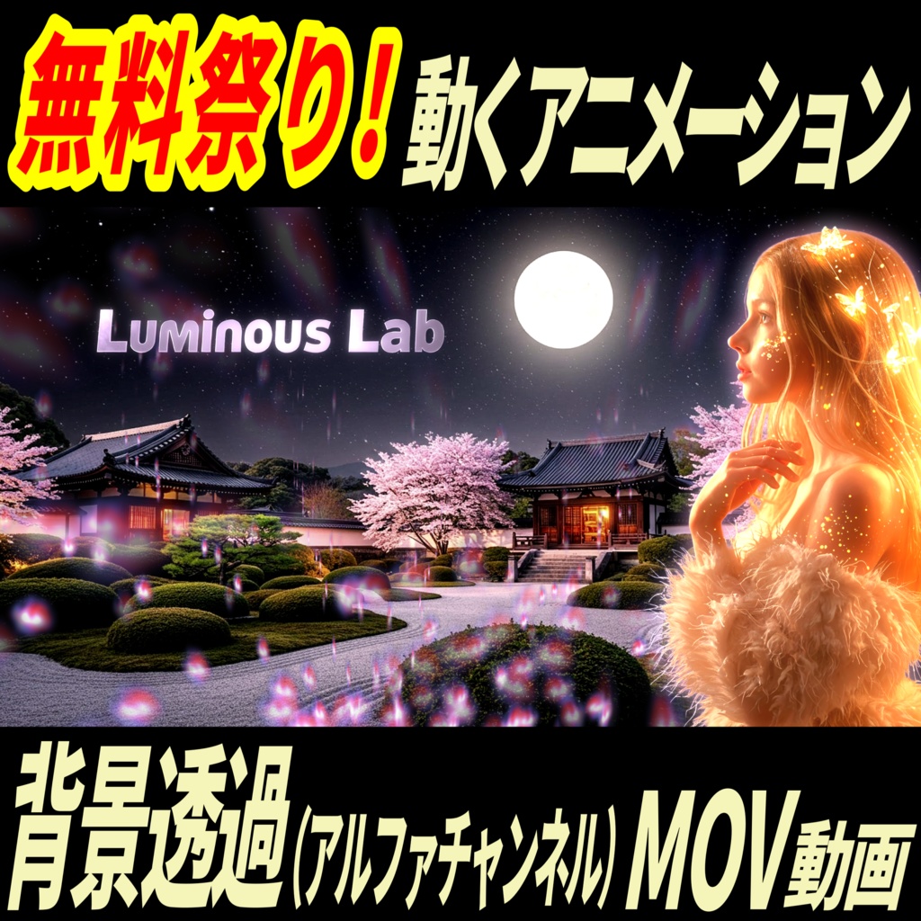 【無料】花びらが美しく舞う動くアニメーション２色セット｜No0004｜背景透過 (アルファチャンネル)MOV動画