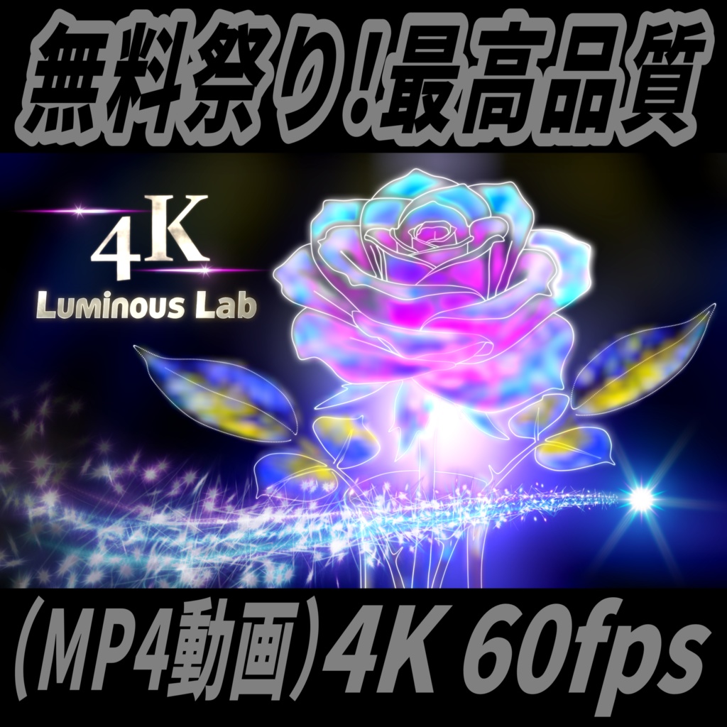 【無料】4K 60fps 最高品質動画|光の詩篇:薔薇の誕生と昇華ライトストロークアニメーション|No0024