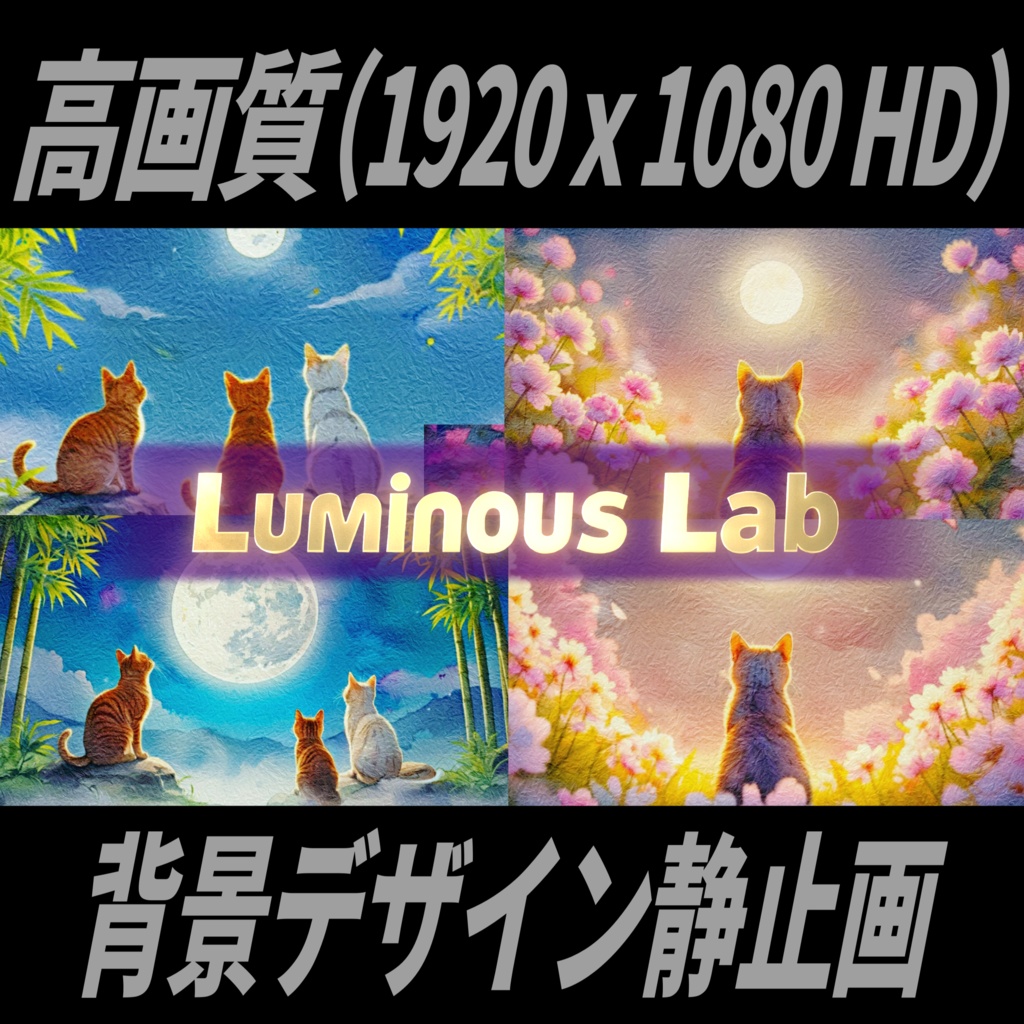 【猫と月】 画用紙バージョンNo0054|背景画像・背景デザイン(PNG)