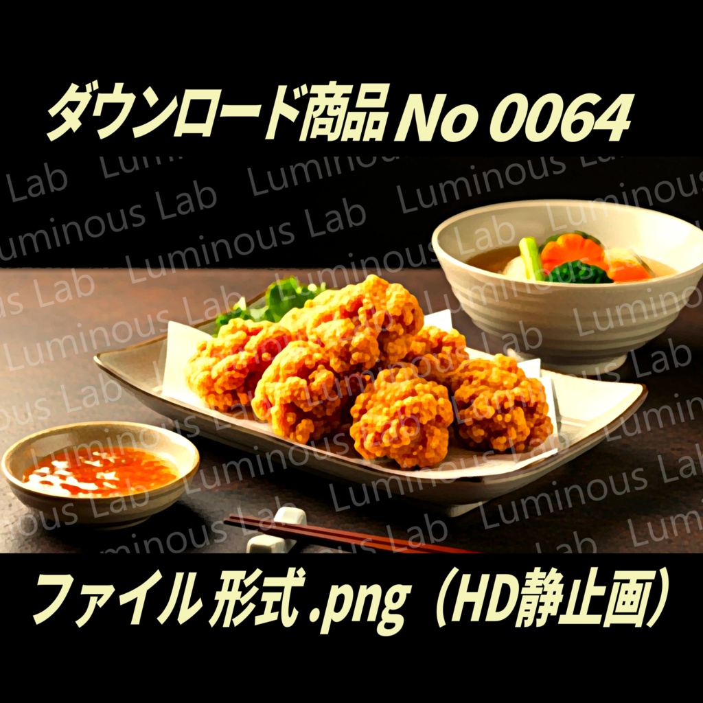 【唐揚げ&おにぎり】ノスタルジック粒状アート画|No0064|背景画像・背景デザイン(PNG)