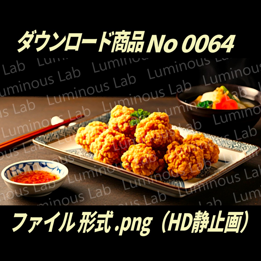 【唐揚げ&おにぎり】ノスタルジック粒状アート画|No0064|背景画像・背景デザイン(PNG)