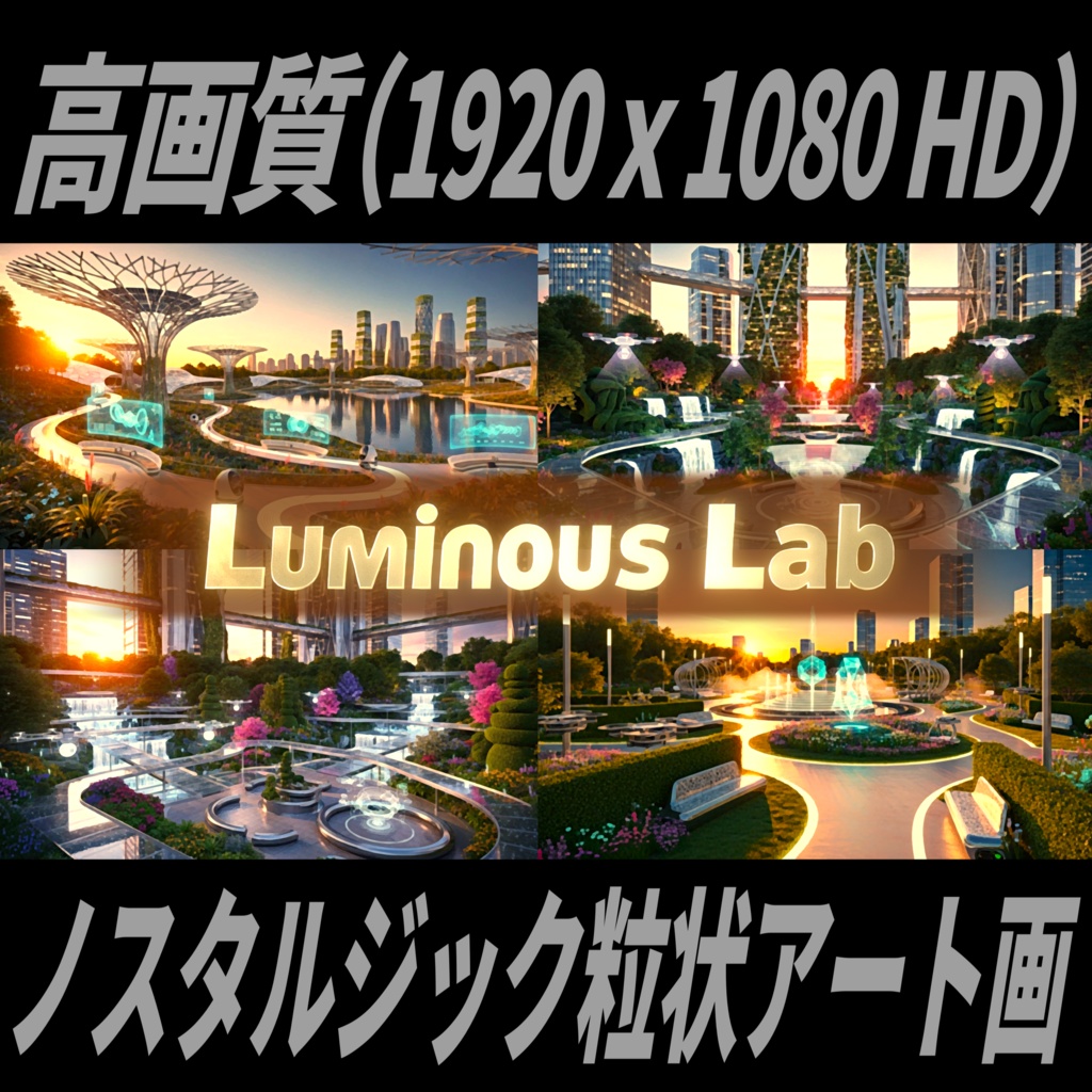 【未来都市公園】ノスタルジック粒状アート画｜No0067｜背景画像・背景デザイン（PNG）