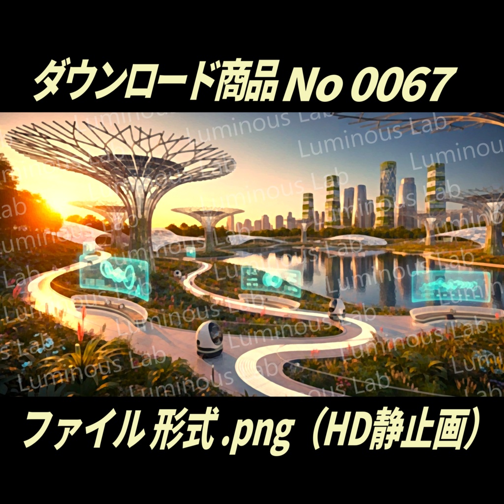 【未来都市公園】ノスタルジック粒状アート画|No0067|背景画像・背景デザイン(PNG)