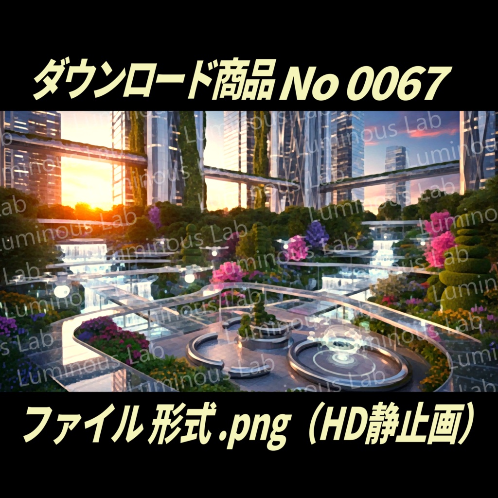 【未来都市公園】ノスタルジック粒状アート画|No0067|背景画像・背景デザイン(PNG)