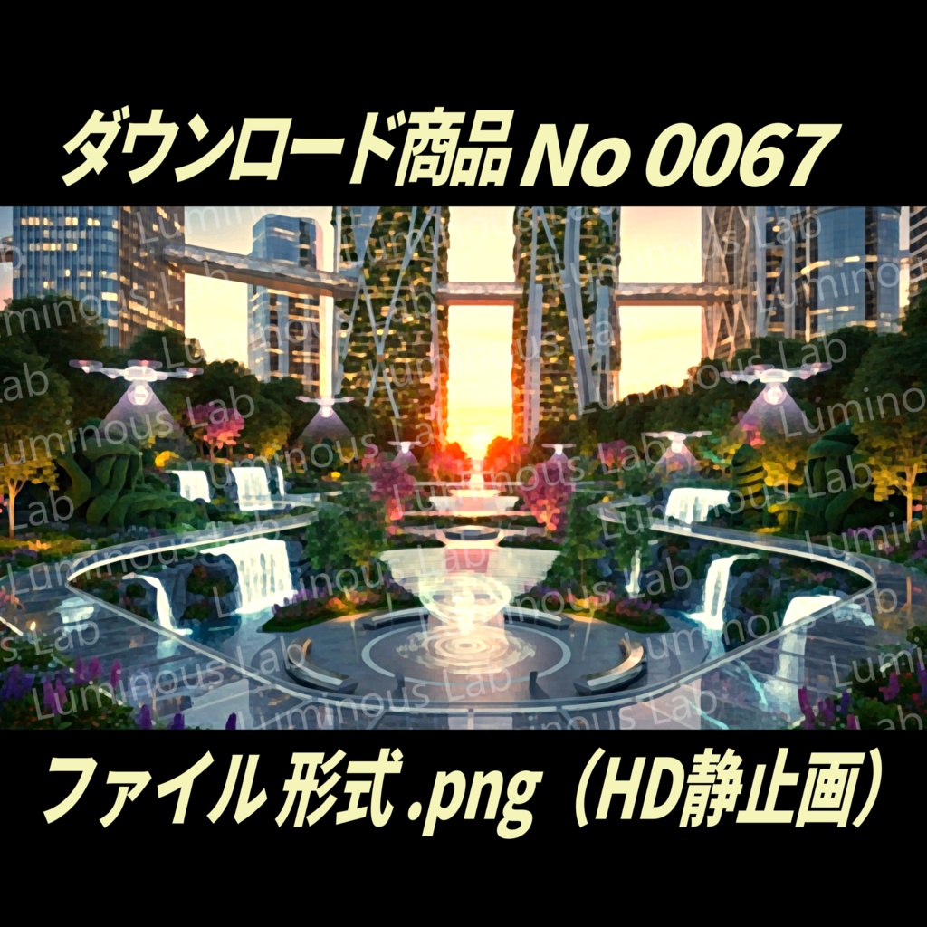 【未来都市公園】ノスタルジック粒状アート画|No0067|背景画像・背景デザイン(PNG)