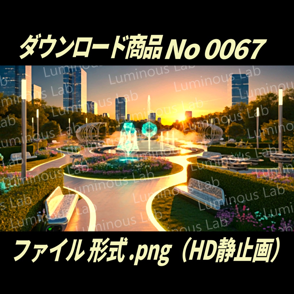 【未来都市公園】ノスタルジック粒状アート画|No0067|背景画像・背景デザイン(PNG)