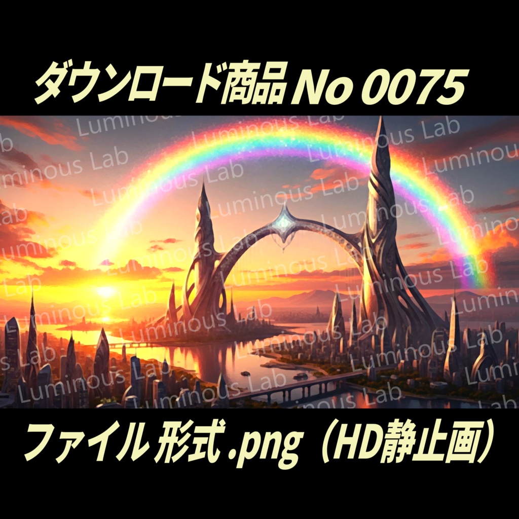 【夕焼け未来都市】ノスタルジック粒状アート画|No0075|背景画像・背景デザイン(PNG)