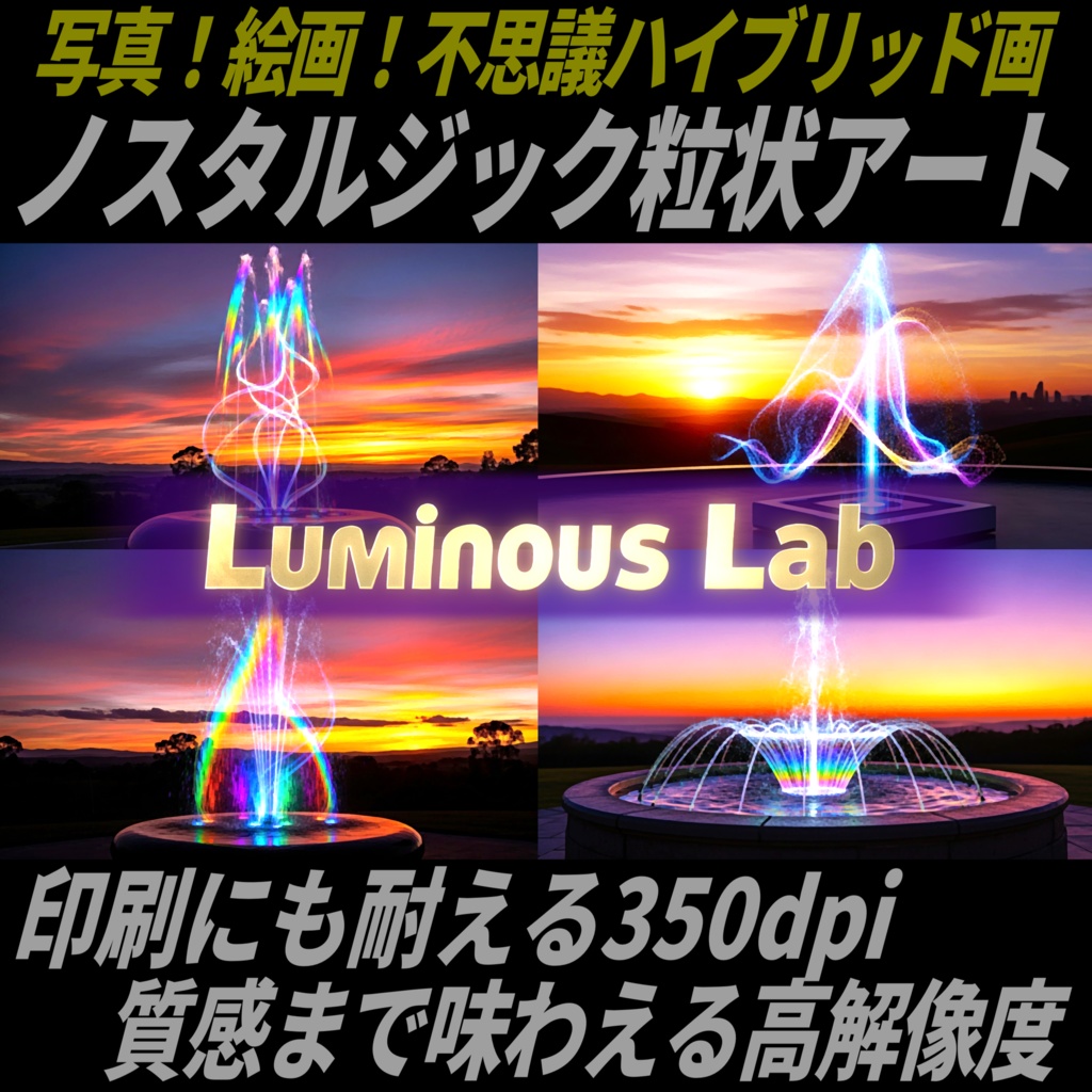 【光噴水】ノスタルジック粒状アート背景画像|No0085|写真!絵画!不思議ハイブリッド画