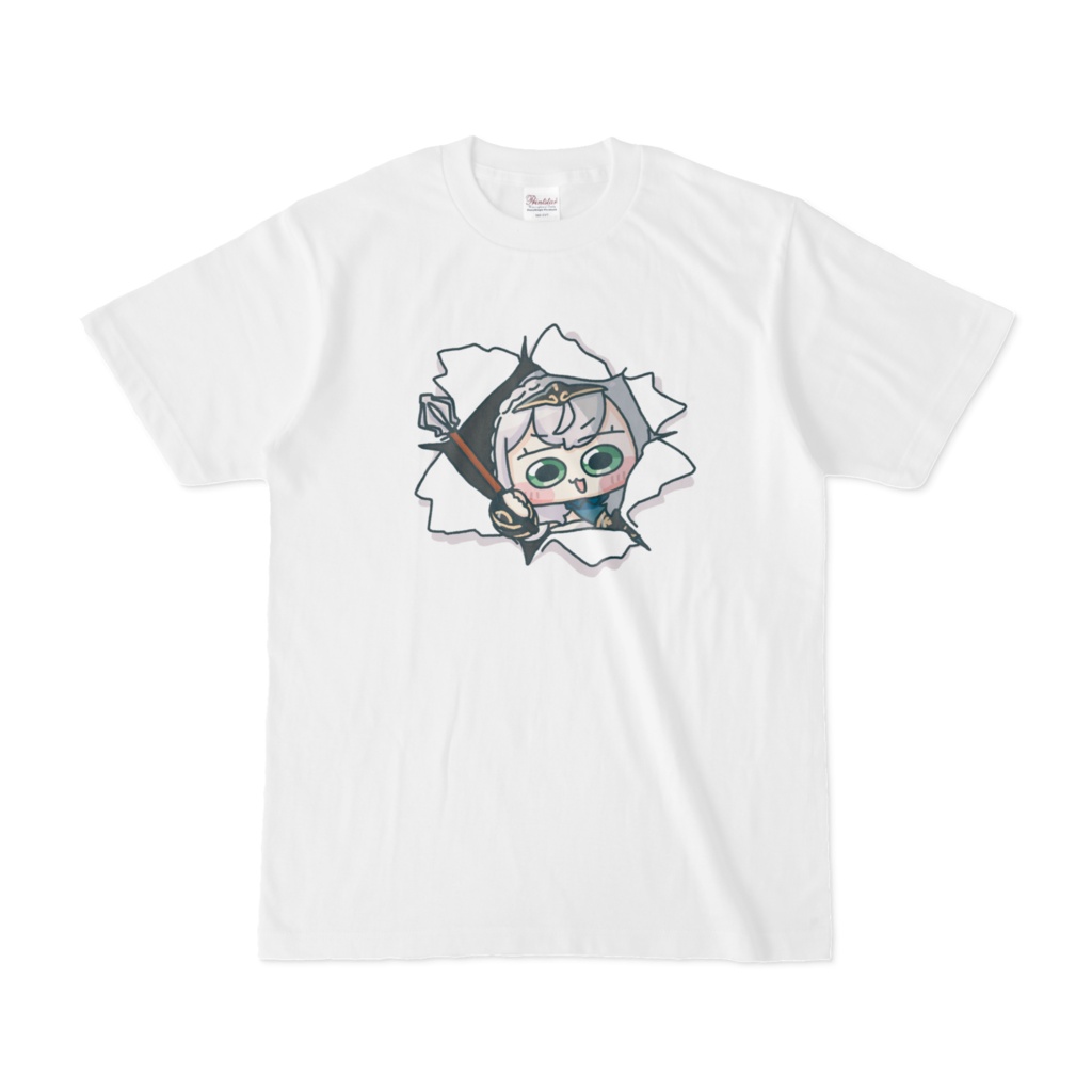 白銀ノエル　胸部ぶち抜きTシャツ