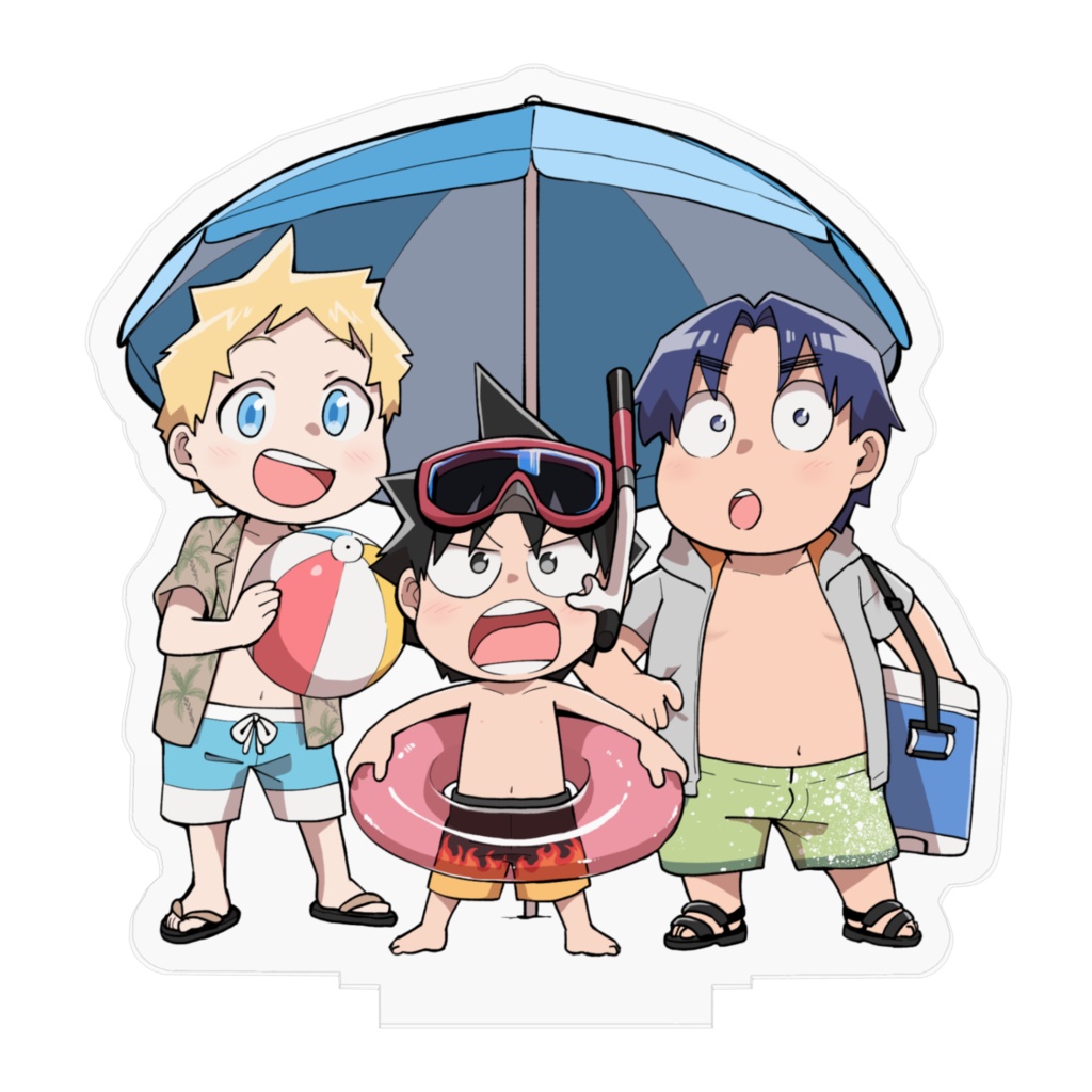 元音くんアクリルフィギュア(3人で海!)
