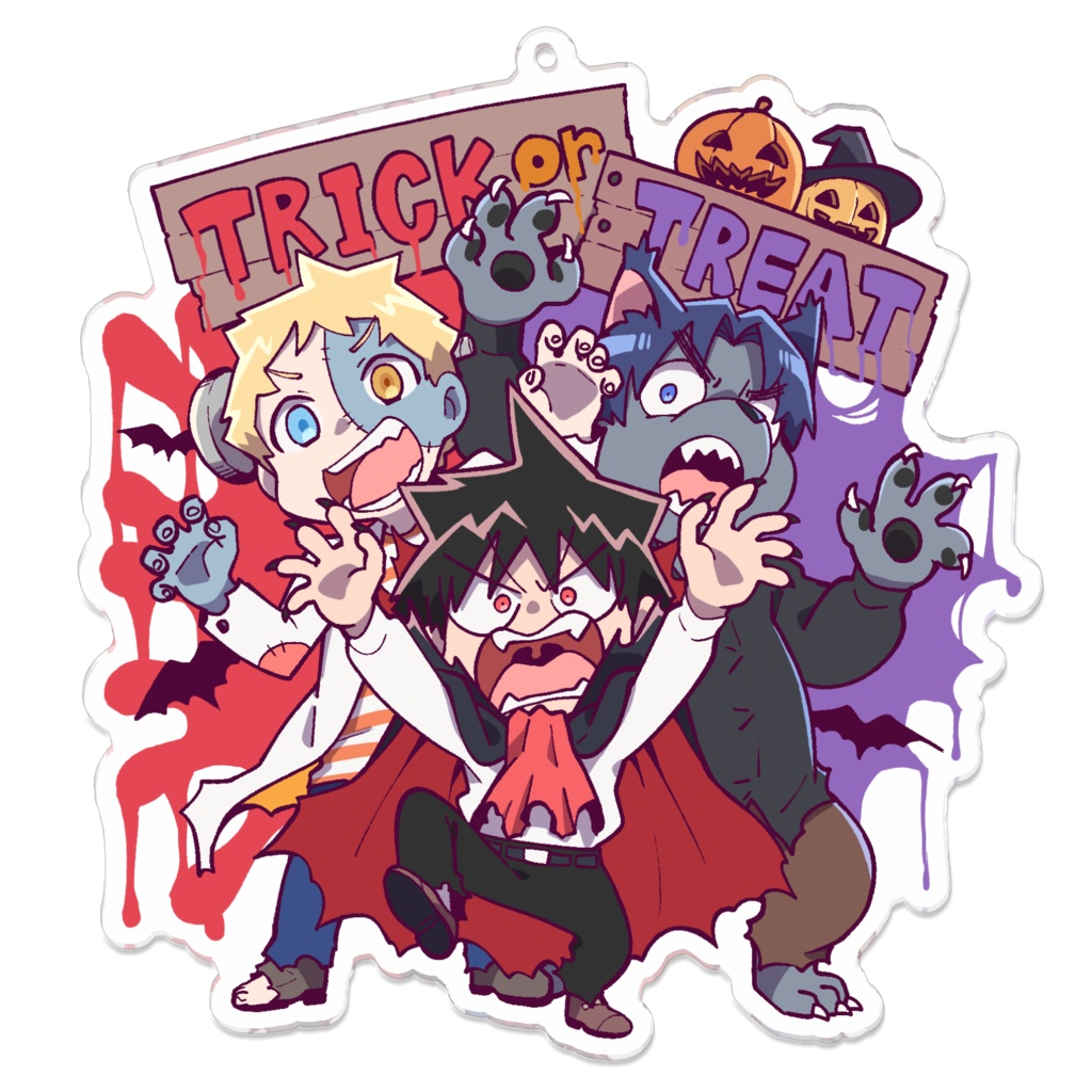 元音くんハロウィンアクリルキーホルダー(3人でトリックオアトリート！)