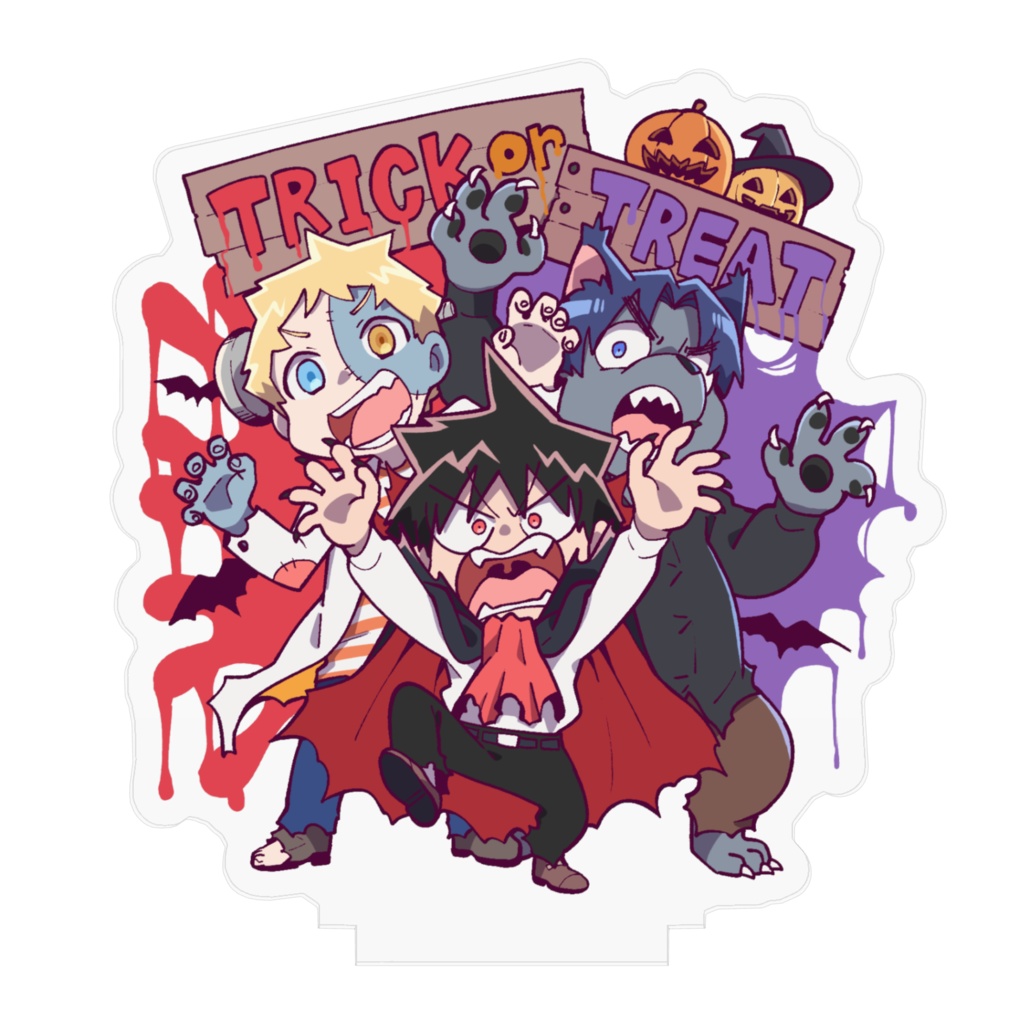元音くんハロウィンアクリルフィギュア(3人でトリックオアトリート!)