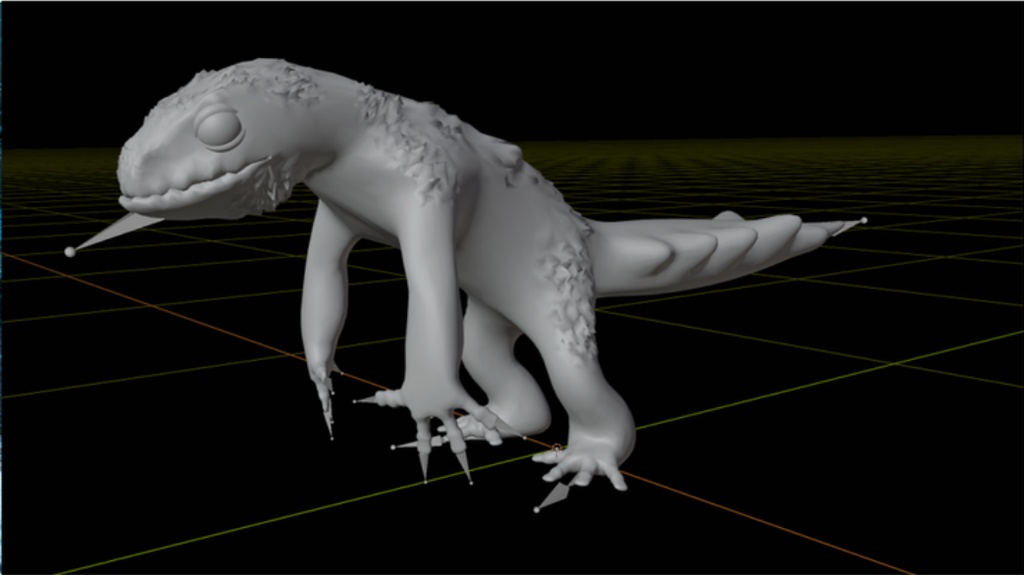 Green and Purple Humanoid Lizard || 緑と紫の人型トカゲ Low-poly 3D model