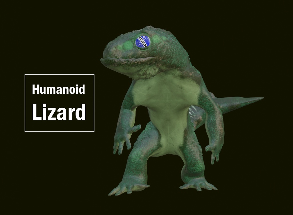 Green and Purple Humanoid Lizard || 緑と紫の人型トカゲ Low-poly 3D model
