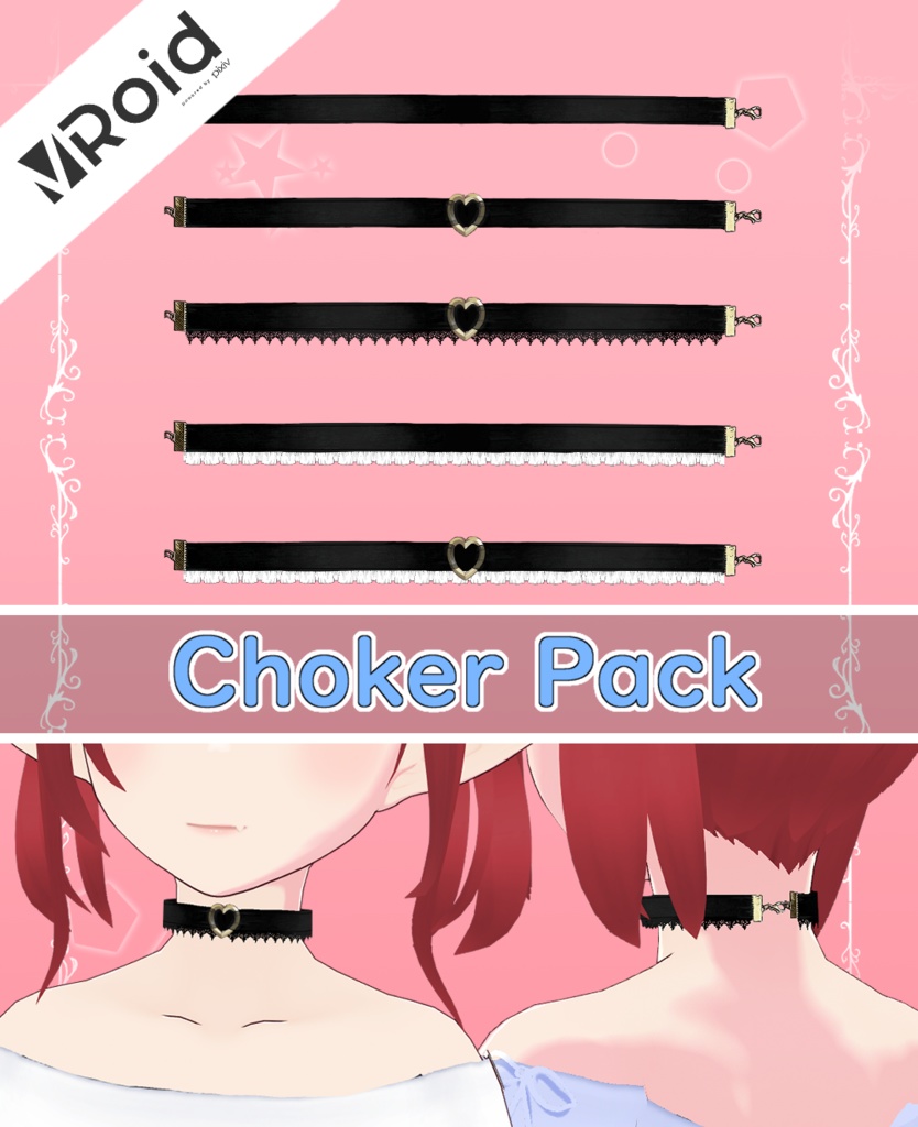 Cute Silk, lace & frilly heart Chokers | 5-pack |