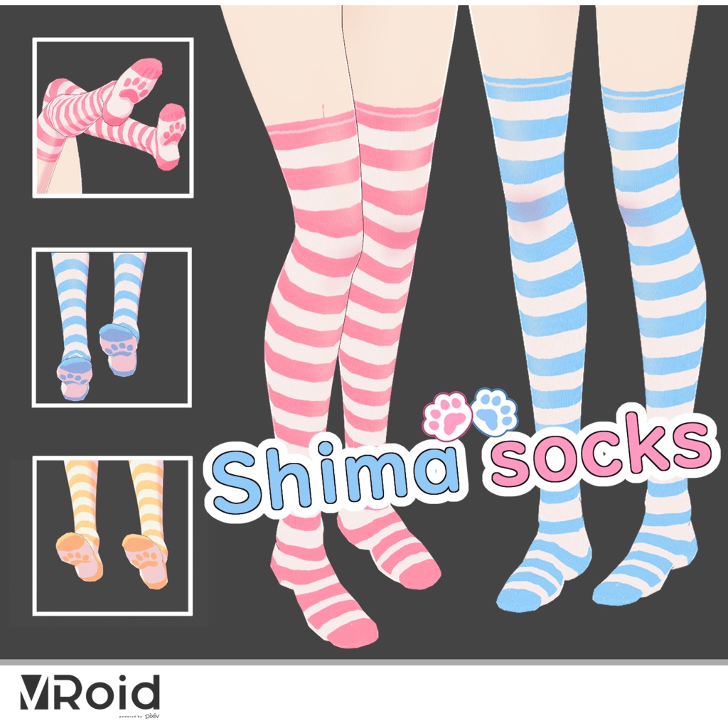Over knee striped shima long socks |3-pack|