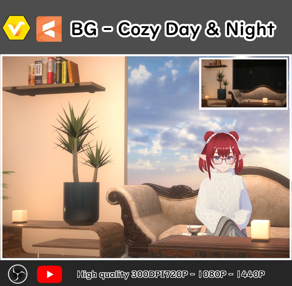 Cozy Day & Night - Background room for Vtubers