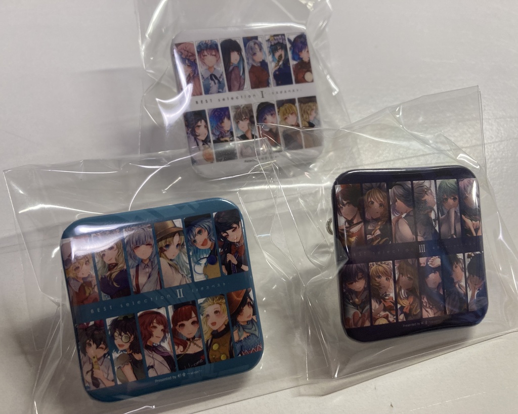 【缶バッチ】BEST盤3種類セット【正方形 37×37mmクリップピン缶バッジ】