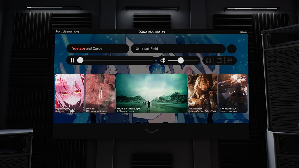 Rinvo's Home Theater (PC/PCVR/Quest VRChat World) New Videoplayer