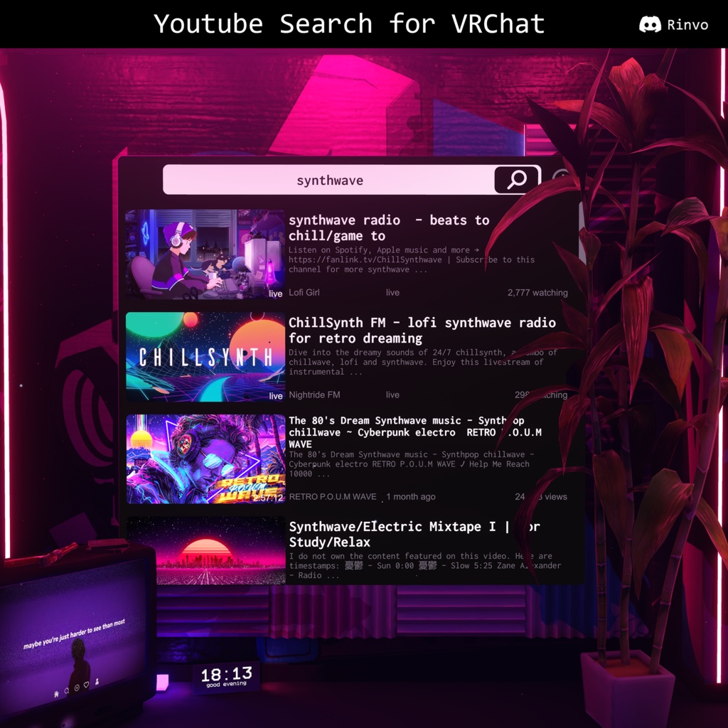 Youtube Search Prefab for VRChat Worlds (PC/Quest)  (VRChatワールド用YouTube検索プレハブ)
