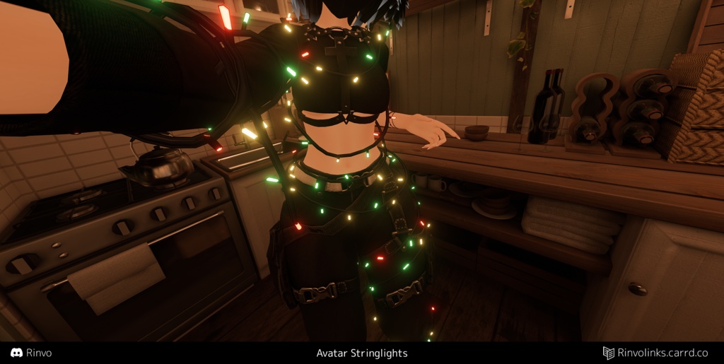 Avatar Stringlights / Christmas lights (VRChat Avatar asset rigged for Mamehinata, GodMagician, Rusk, PandaV2, Runa, Luna, Rindo, Celestia, VRBase Egirl, Fantasy, Anime, ZinFit)