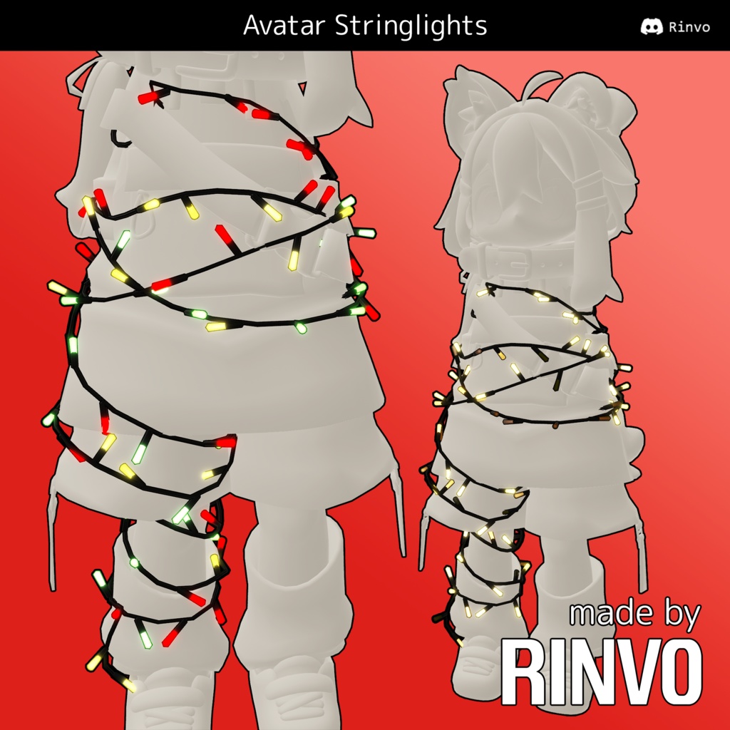 Avatar Stringlights / Christmas lights (VRChat Avatar asset rigged for Mamehinata, GodMagician, Rusk, PandaV2, Runa, Luna, Rindo, Celestia, VRBase Egirl, Fantasy, Anime, ZinFit)