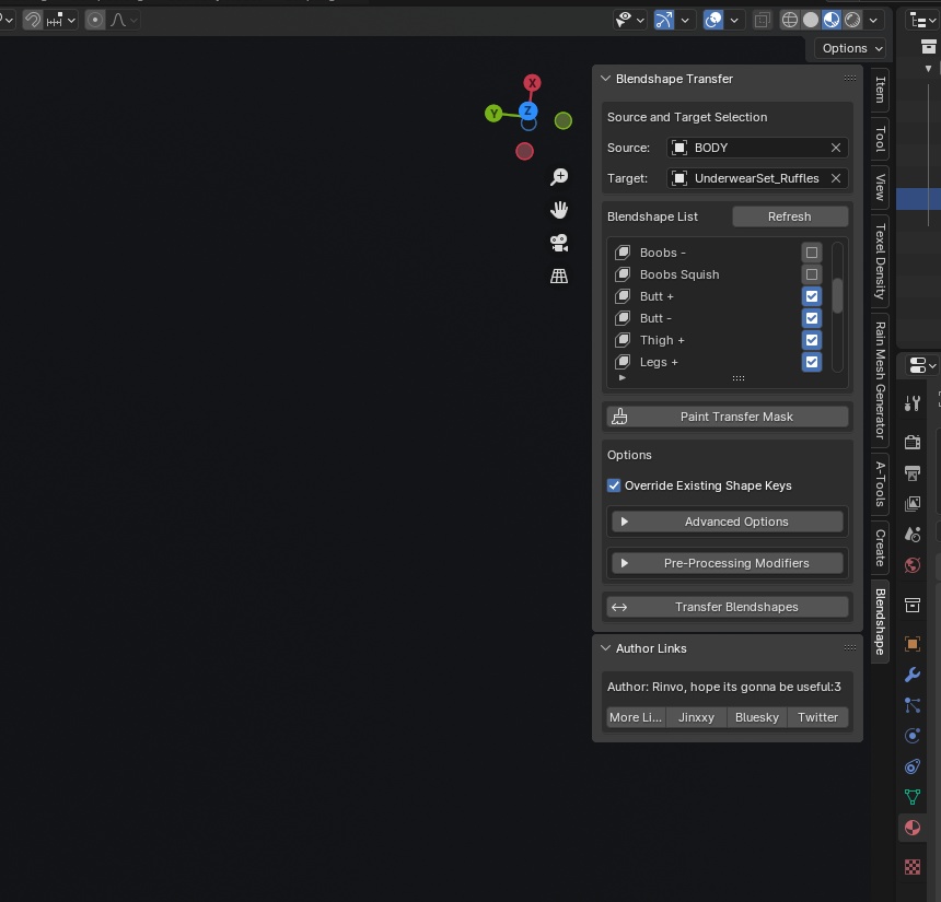 Rinvo's Blendshape Transfer (Blender Plugin)