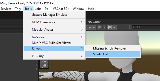 Rinvo's Shader List - Unity tool for Quest Avatar Creators