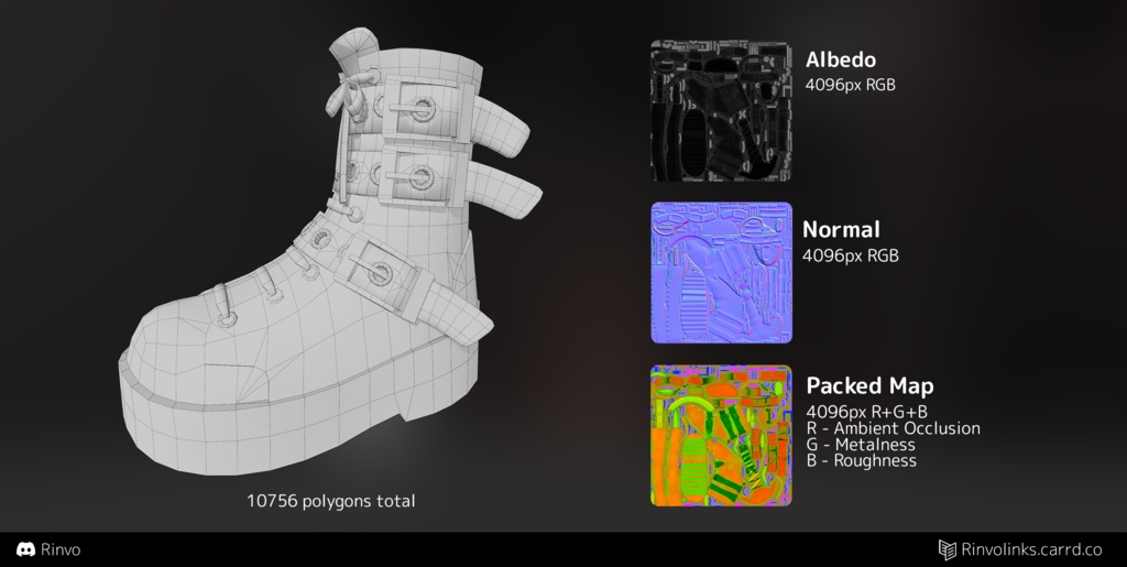 Slightly Punk Boots (VRChat asset rigged for GodMagician, GodRevenger, Rindo, Selestia, VRBase Anime, Egirl, Fantasy, ZinFit, Saki)