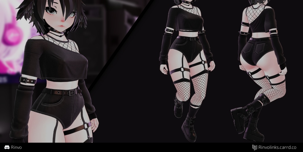 Slightly Punk 2 (VRChat Outfit rigged for GodMagician, GodRevenger, VRBase Egirl, Anime, ZinFit, Rindo)a