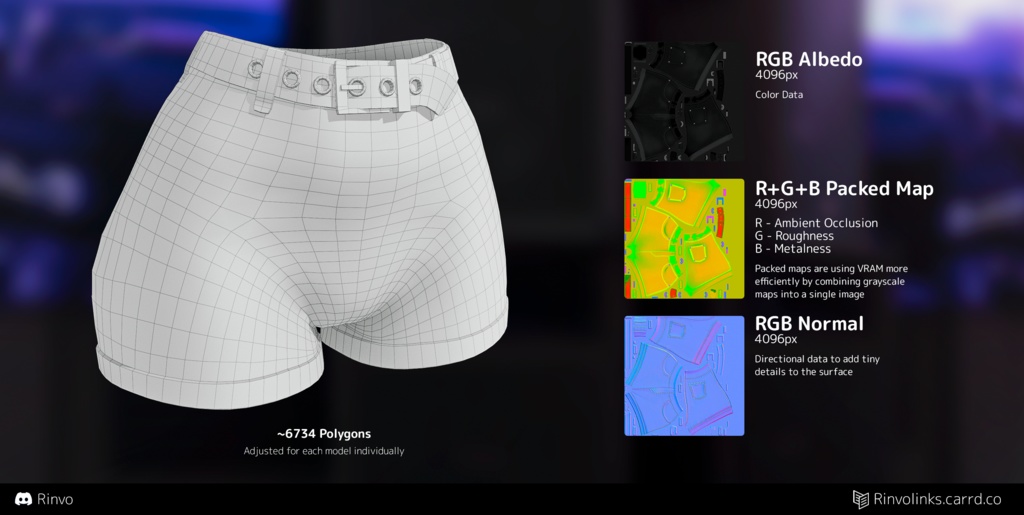 Slightly Punk Shorts (VRChat clothes rigged for GodMagician, GodRevenger, VRBase Egirl, Anime, Rindo)