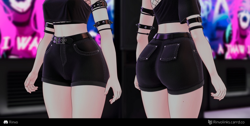Slightly Punk Shorts (VRChat clothes rigged for GodMagician, GodRevenger, VRBase Egirl, Anime, Rindo)