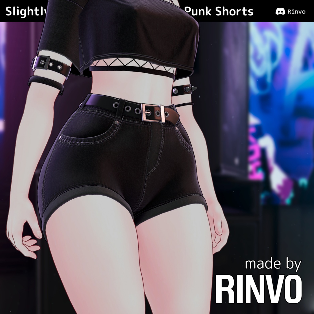 Slightly Punk Shorts (VRChat clothes rigged for GodMagician, GodRevenger, VRBase Egirl, Anime, Rindo)