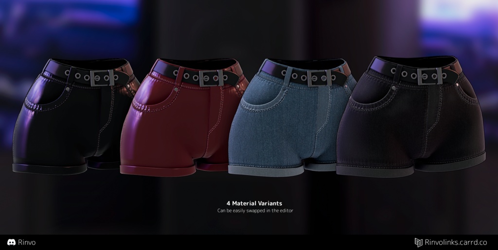 Slightly Punk Shorts (VRChat clothes rigged for GodMagician, GodRevenger, VRBase Egirl, Anime, Rindo)