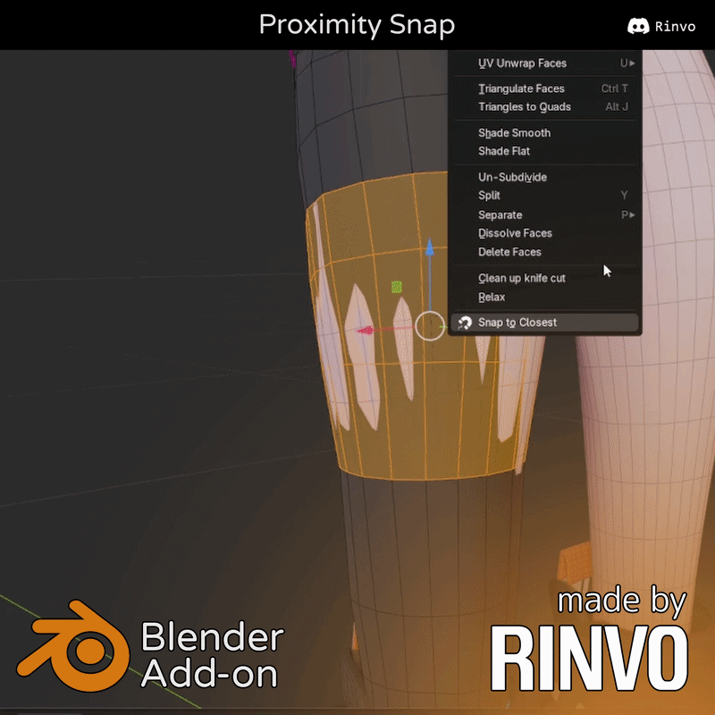 Rinvos Proximity Snap - Snap to Closest surface in one click (Free Blender addon)