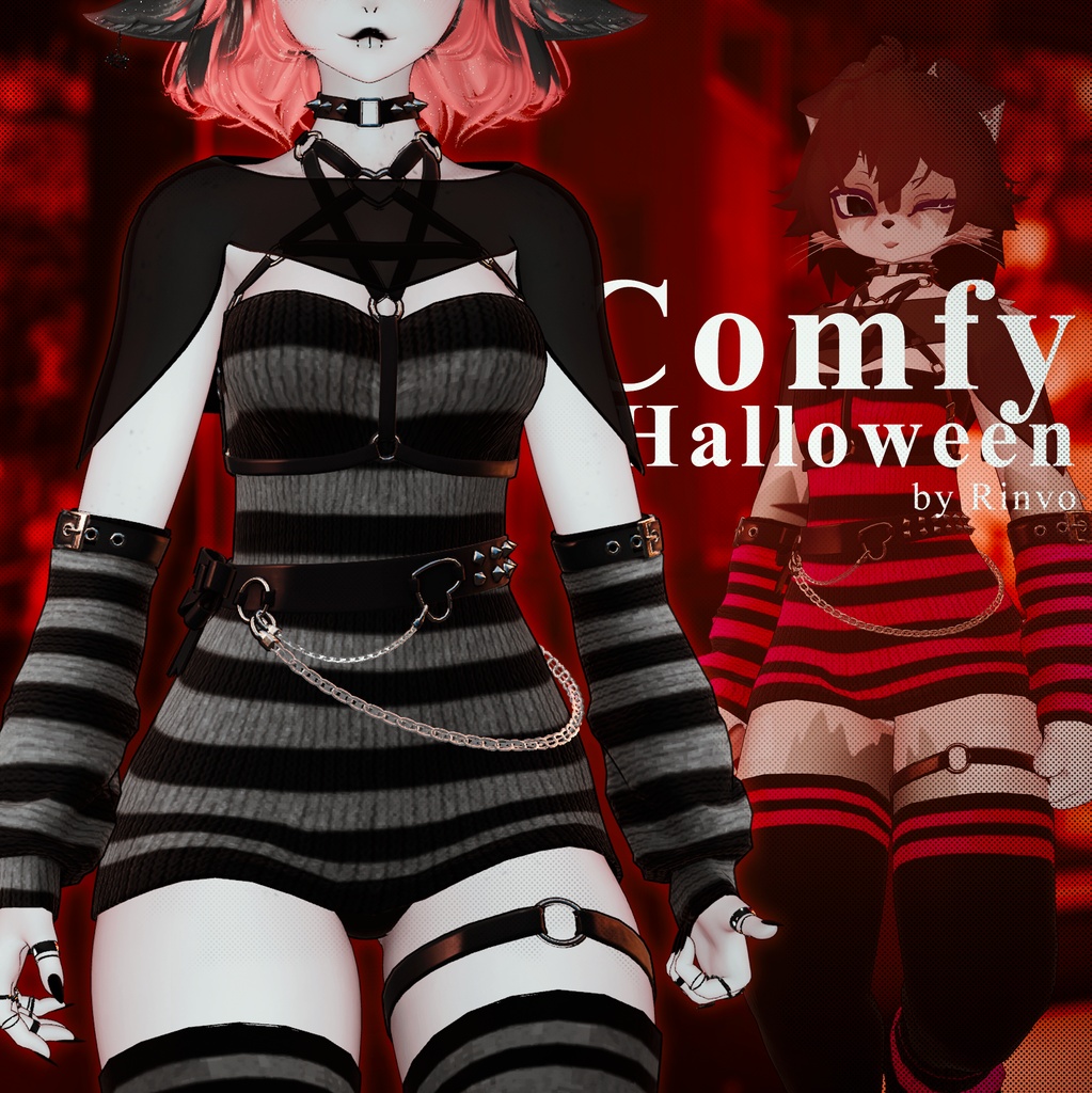 Rinvos Comfy Halloween (VRChat avatar outfit rigged for Fiya, Yip and VRBase Egirl)