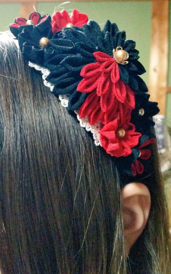 加州清光イメージつまみ細工カチューシャ